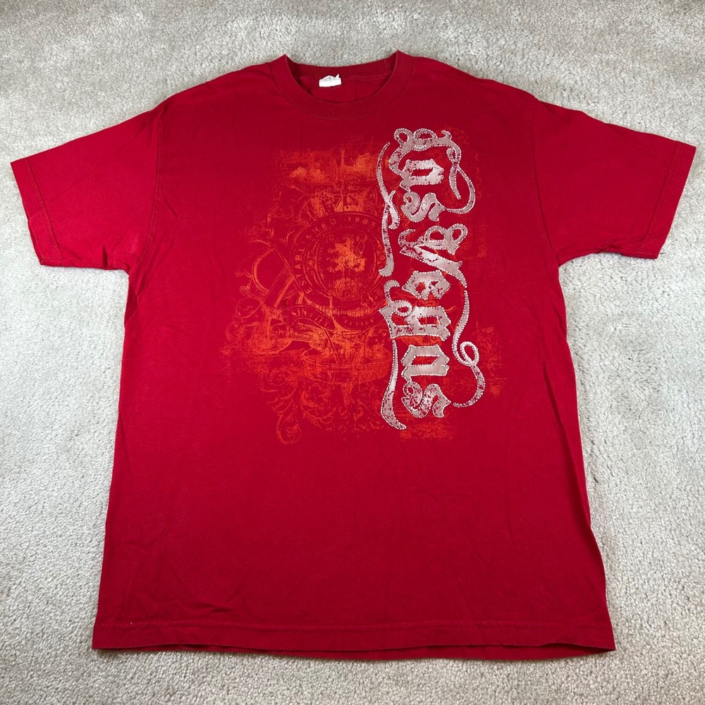 Alstyle Apparel Las Vegas Graphic T-Shirt Mens Large Red Gothic Streetwear Tee